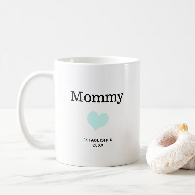 Mummy, Blue Heart, Single Photo Custom Coffee Mug (With Donut)