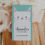 Mummy Calling Card Cute White Kitty Cat<br><div class="desc">Cute and modern mummy calling card with your name, child's name and contact information. Illustration of a cute white kitty cat. The texts are on her belly and also on the back of the card. All texts are easily editable online. This card is very useful to give out to other...</div>