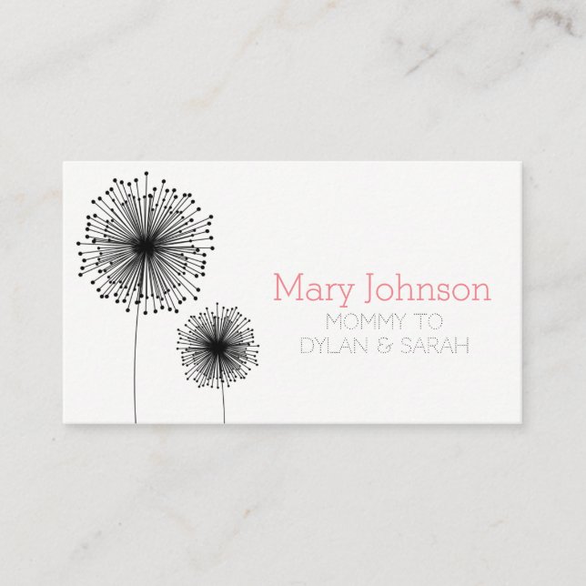 mummy calling card floral flower modern simple (Front)