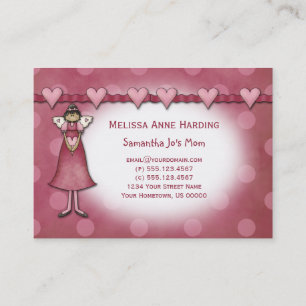 Mummy Calling Cards Pink Hearts Dots Angels