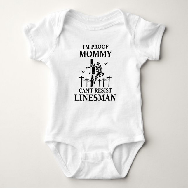 Mummy Can't Resist Linesman Baby Bodysuit (Front)