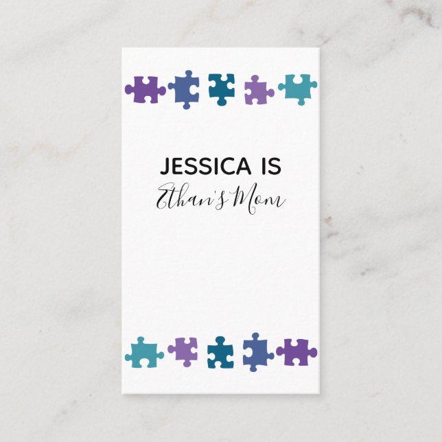 Mummy Card w/ Teal, Purple & Blue Puzzle Pieces (Front)