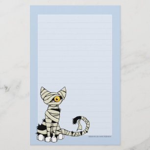 Mummy Cat Halloween Note Paper Lined