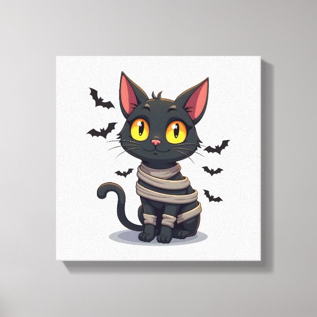 Mummy Cat Kitten Halloween Canvas Print (Front)