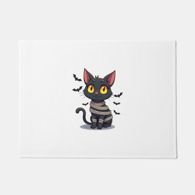 Mummy Cat Kitten Halloween Doormat (Front)