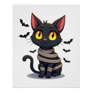 Mummy Cat Kitten Halloween Poster