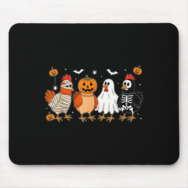 Mummy Chicken Skeleton Ghost Pumpkin Halloween Chi Mouse Pad (Front)