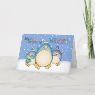 Mummy Christmas Card With Penguins