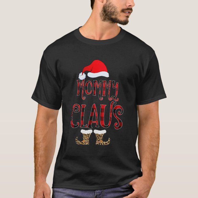 Mummy Claus Leopard Christmas Pajama Santa Gift Fo T-Shirt (Front)