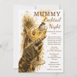 Mummy Cocktail Night Ancient Egyptian Halloween Invitation