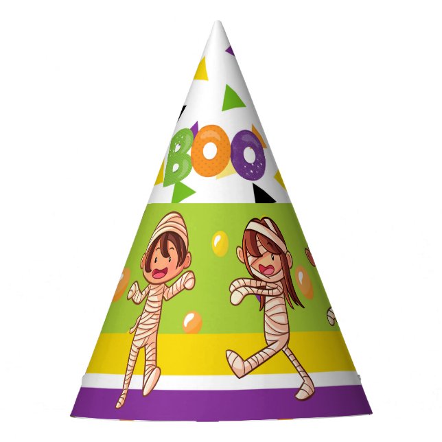Mummy costume cartoon boys girls halloween boo party hat (Front)