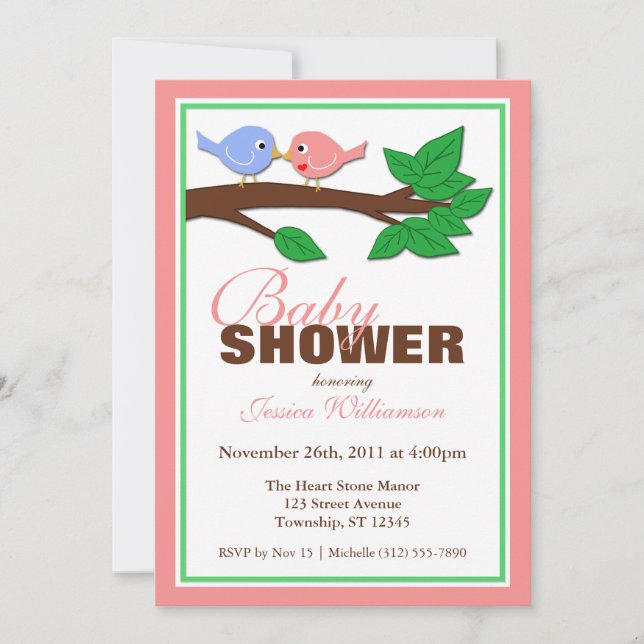 Mummy & Daddy Birds - Baby Shower Invitations (Front)
