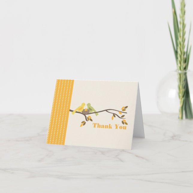 Mummy & Daddy Birds With Nest Fall Thank You Card (Front)