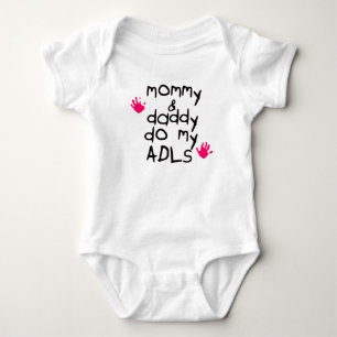 Mummy & Daddy do my ADLs pink handprint OT baby Bodysuit