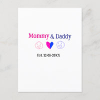 Mummy & Daddy new parents add name date heart blue