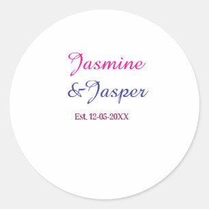 Mummy & Daddy new parents couple name est. year Classic Round Sticker