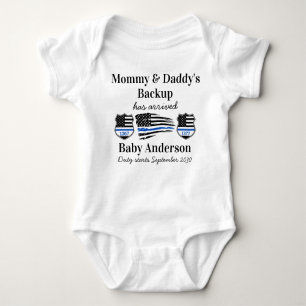 Mummy & Daddy's Backup has arrived Police Baby Bodysuit