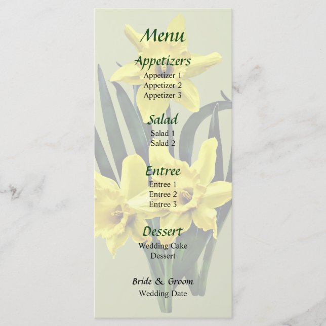 Mummy Daffodil and the Twins Wedding Menu (Front)