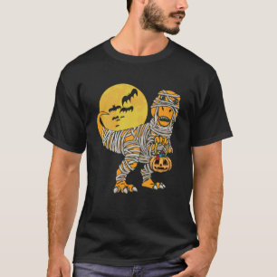 Mummy Dinosaur Halloween Pumpkin Trex Costume Kids T-Shirt