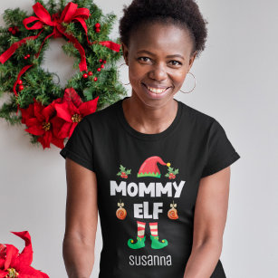 Mummy elf family matching christmas outfit name T-Shirt