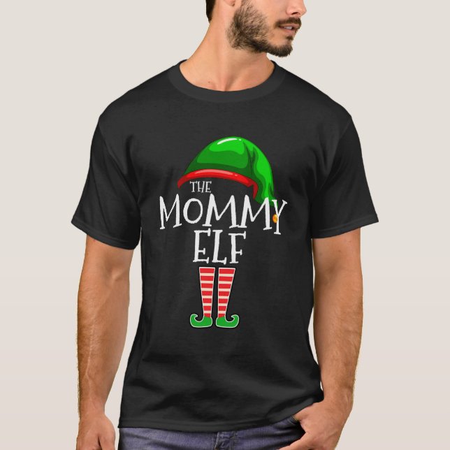 Mummy Elf Family Matching Group Christmas Gift Mum T-Shirt (Front)