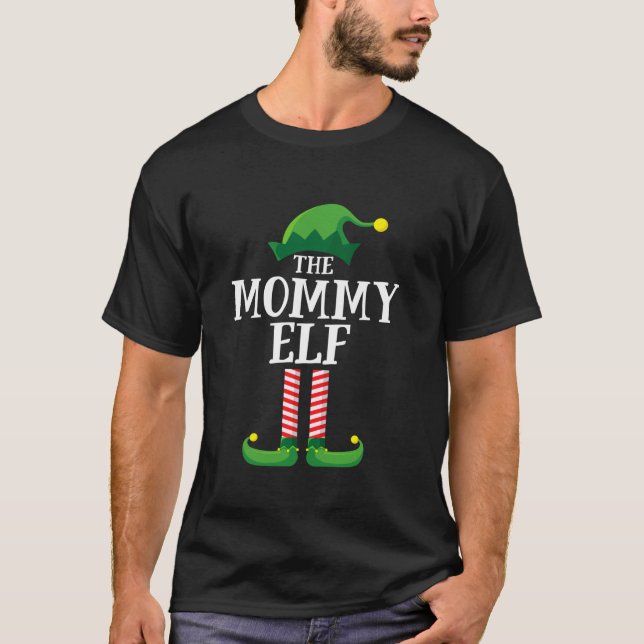 Mummy Elf Matching Family Group Christmas Party T-Shirt (Front)