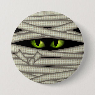 Mummy Eyes Halloween Green ID685 7.5 Cm Round Badge