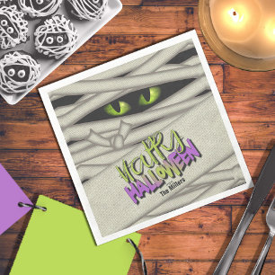 Mummy Eyes Halloween Green/Purple ID685 Napkin