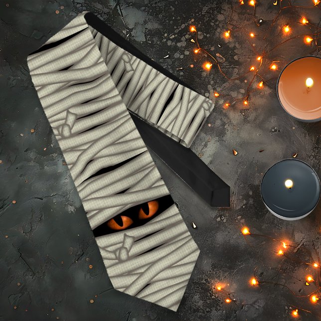 Mummy Eyes Halloween Orange ID685 Tie (Creator Uploaded)