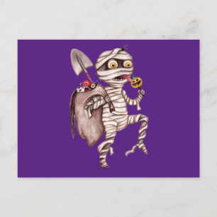 Mummy ghost vintage Halloween Postcard