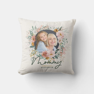 mummy gift photo watercolour floral mothers day cushion