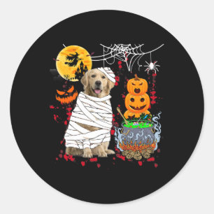 Mummy Golden Retriever Dog Halloween Dog Scary Pum Classic Round Sticker
