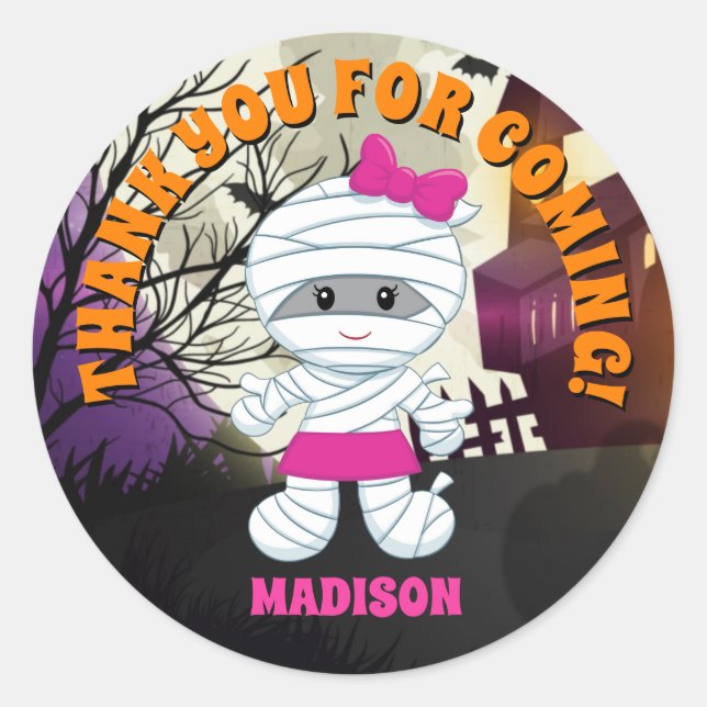 Mummy Halloween Thank You Stickers Personalised (Front)