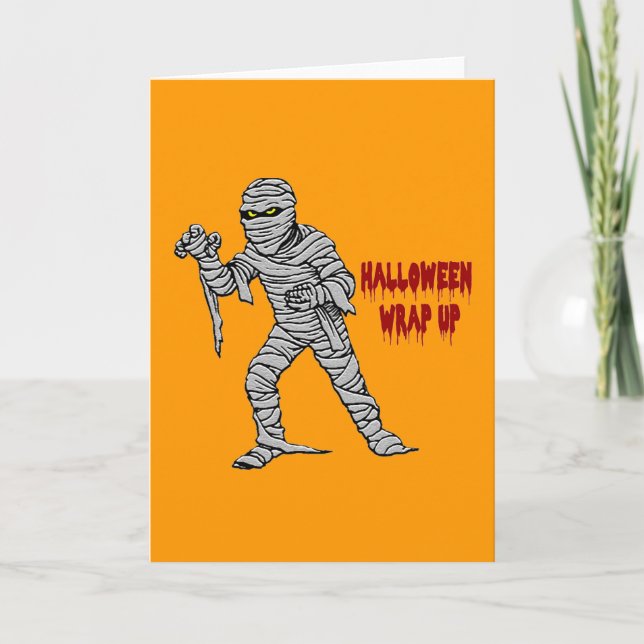 Mummy Halloween Wrap Up Card (Front)