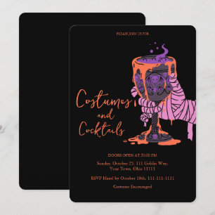 Mummy Hand Goblet Costumes and Cocktails Halloween Invitation