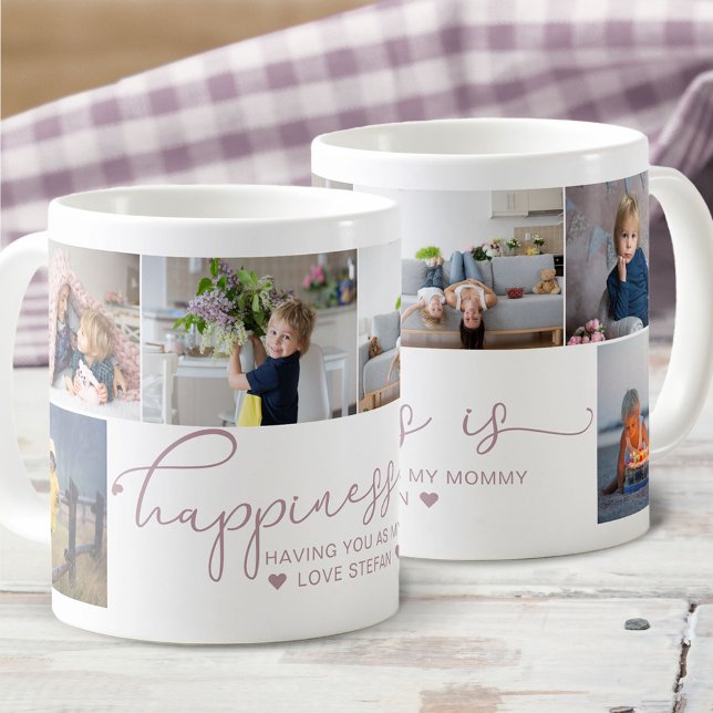 Mummy | Happiness is Heart Calligraphy 6 Photo Coffee Mug (Creator Uploaded)