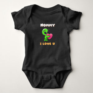 "Mummy I Love U" Cute Baby Alien Heart Bodysuit