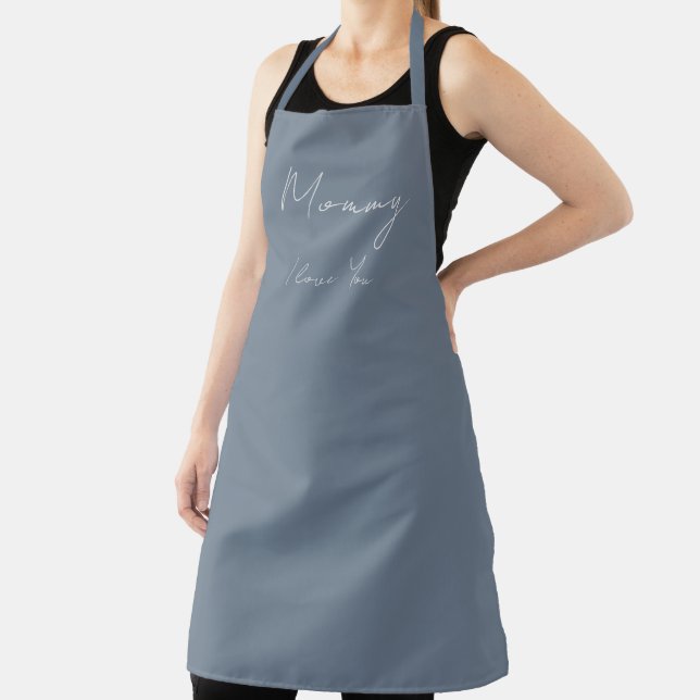 Mummy I Love You Slate Grey Colour Apron (Insitu)