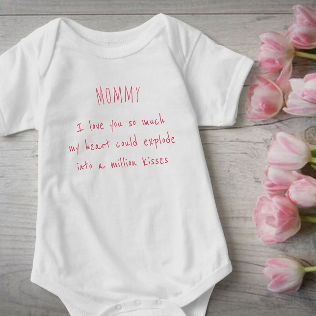 Mummy I Love You So Much Pink Handwritten Poem Baby Bodysuit (Creator Uploaded)