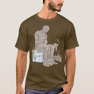 Mummy In Toilet Lazy Halloween Costume Funny Monst T-Shirt
