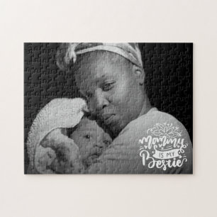 Mummy is My Bestie Photo Quote Lettering Overlay J Jigsaw Puzzle