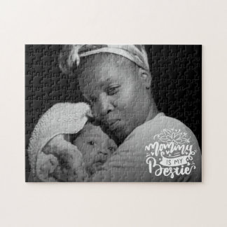 Mummy is My Bestie Photo Quote Lettering Overlay J Jigsaw Puzzle