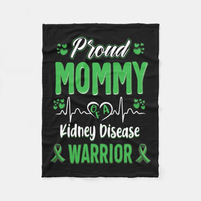 Mummy Kidney Disease Warrior Awareness Ribbon Gree Fleece Blanket (Front)
