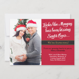 Mummy Kissing Christmas Pregnancy Announcement