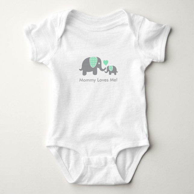 Mummy Loves Me Elephants Baby Bodysuit (Front)
