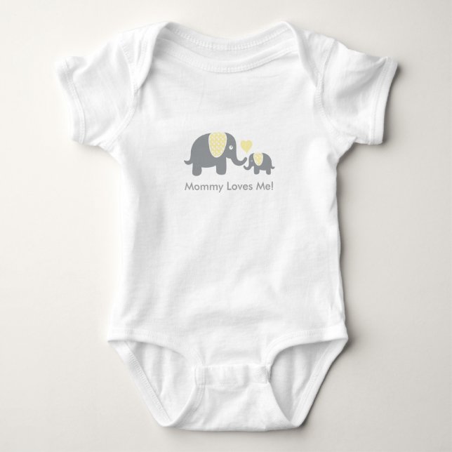 Mummy Loves Me Elephants Baby Bodysuit (Front)
