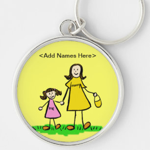 Mummy & Me Keychain (Brunette Customise Names)