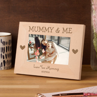 Mummy & Me Love You Mummy Black Hearts Name Simple Etched Frames