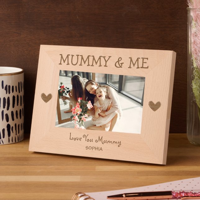 Mummy & Me Love You Mummy Black Hearts Name Simple Etched Frames (Creator Uploaded)