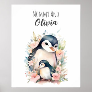 Mummy & me | Penguin | Animal Nursery Art Poster